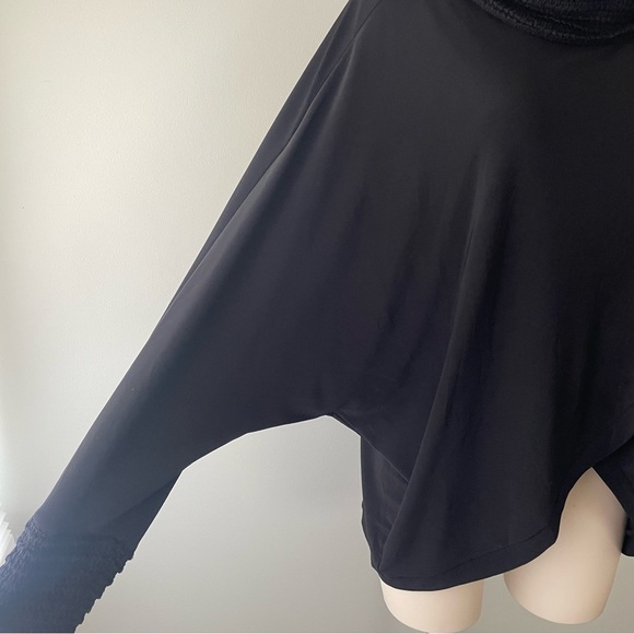 Joseph Ribkoff Turtleneck Batwing Wrap Shawl Sweater Black Asymmetrical - Picture 5 of 9